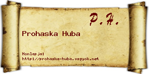 Prohaska Huba névjegykártya